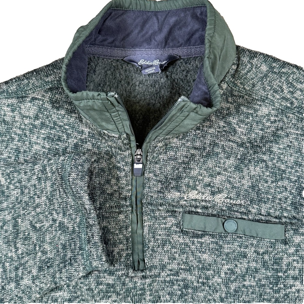 Eddie Bauer Moss Green Medium Long Sleeve Quarter Zip Fleece Pullover Outdoor